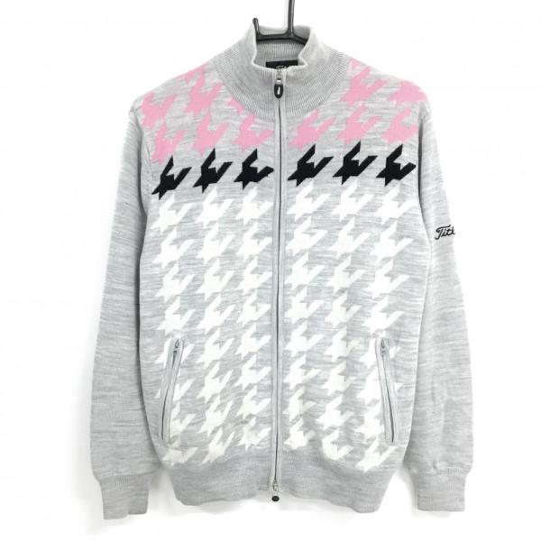 Titleist（タイトリスト） ニットジャケット グレー 前身頃千鳥格子