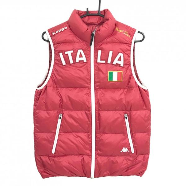 Kappa（カッパ） ダウンベスト レッド×白 胸元ワッペン ダウン80