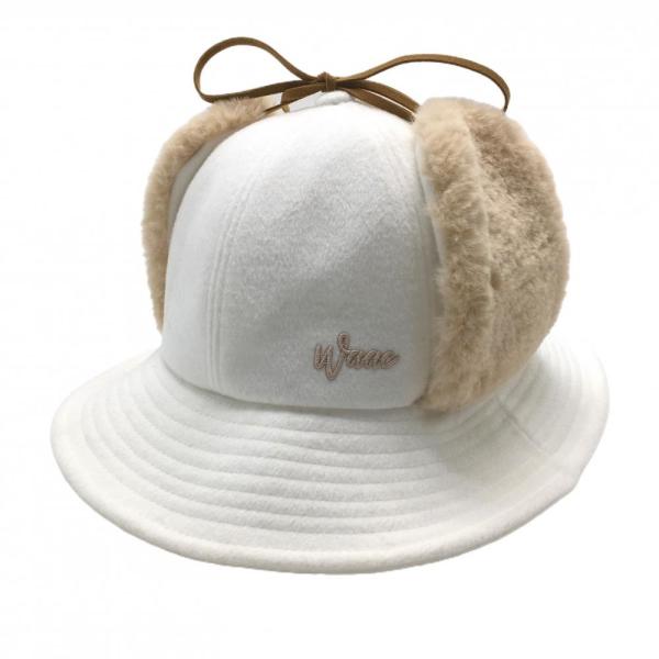 WAAC 【新品】ワック ハット 白×ベージュ 耳当て付 耳当て裏ボア 1098