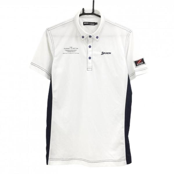 SRIXON スリクソンバイデサント 半袖ポロシャツ 白×ネイビー ロゴ
