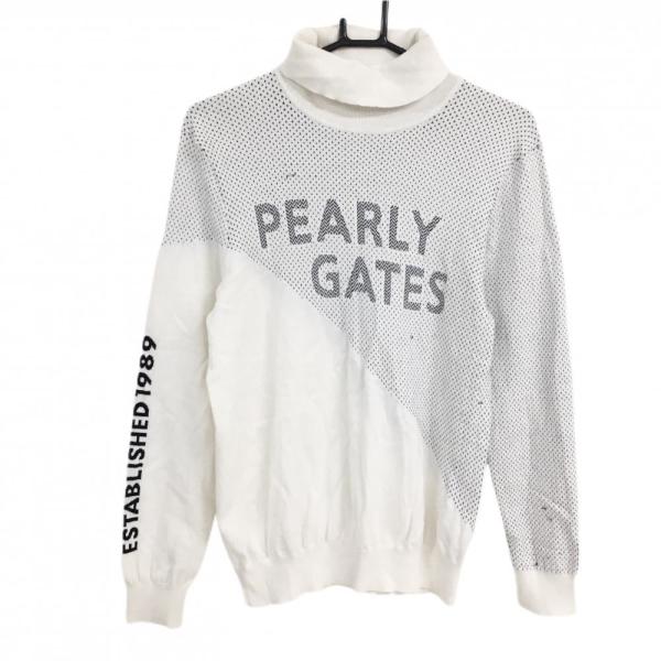 PEARLY GATES（パーリーゲイツ） タートルネックセーター 白系×黒 一部