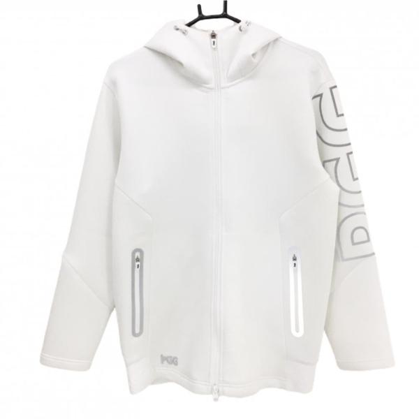 PGG PGGパーリーゲイツ ジップパーカー 白 ダンボールニット 袖ロゴ