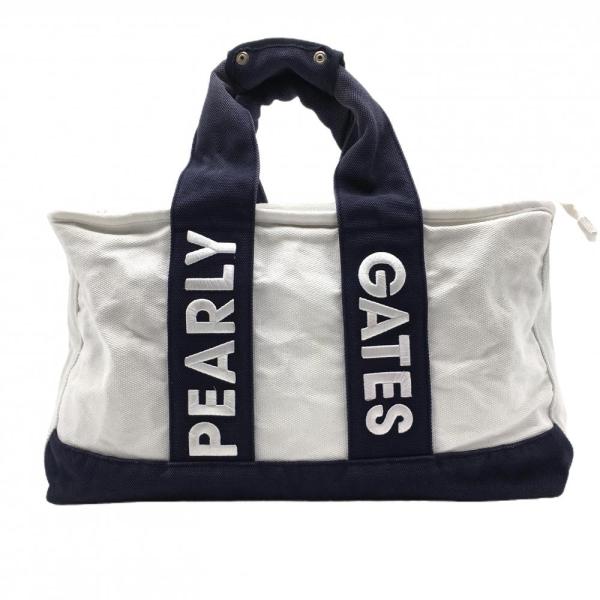 PEARLY GATES（パーリーゲイツ） ビッグトートバッグ 白×ネイビー 立体