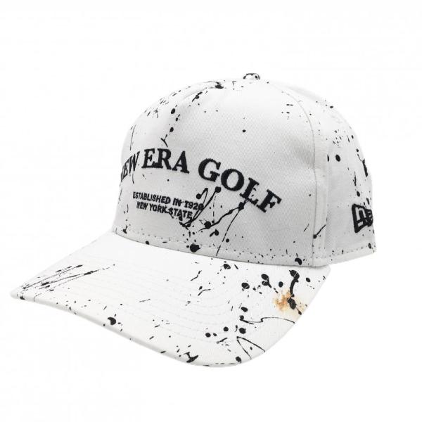 NEW ERA（ニューエラ） キャップ 白×黒 ペイント柄 ロゴ ゴルフウェア
