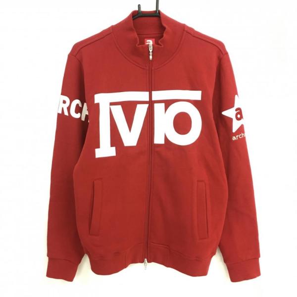 【美品】アルチビオ ジャケットブルゾン レッド×白 ビッグロゴ 裏起毛 メンズ 48(L) ゴルフウェア archivio archivio（アルチビオ） 【美品】アルチビオ ジャケットブルゾン