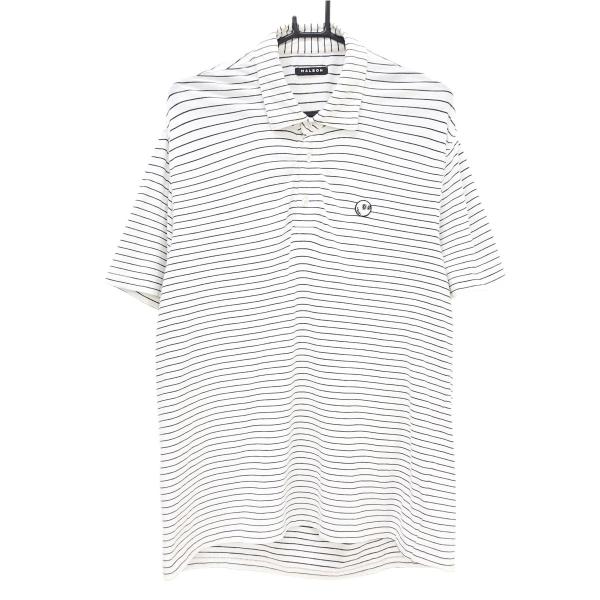 Malbon メンズ　ポロシャツ　Sサイズ アメリカ輸入品　#マルボンゴルフ Malbon Golf（マルボンゴルフ） マルボン 半袖ポロシャツ 白×黒 細