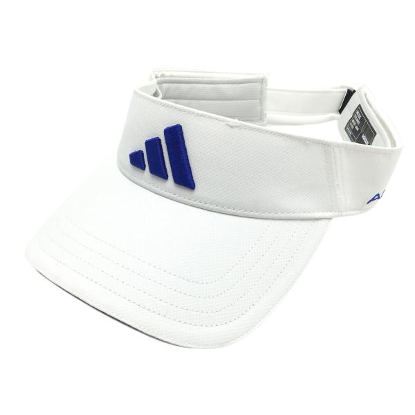 adidas（アディダス） サンバイザー 白×ブルー 立体ロゴ 紙タグ付 OSFX