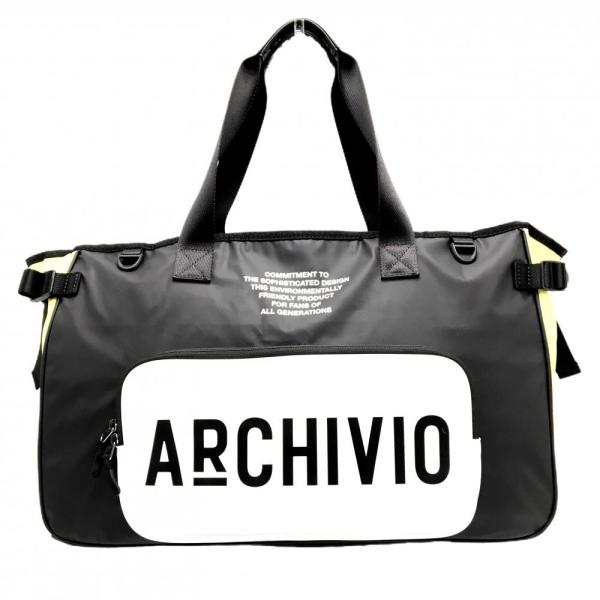 archivio（アルチビオ） ロッカーバッグ 黒×白×ライトグリーン ビッグ