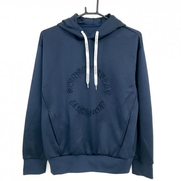 【超美品】ジャックバニー パーカー ネイビー 3Dロゴ ダンボールニット レディース 1(M) ゴルフウェア 2025年モデル Jack Bunny Jack Bunny!!（ジャックバニー） 【超美品】ジャックバニー パーカー