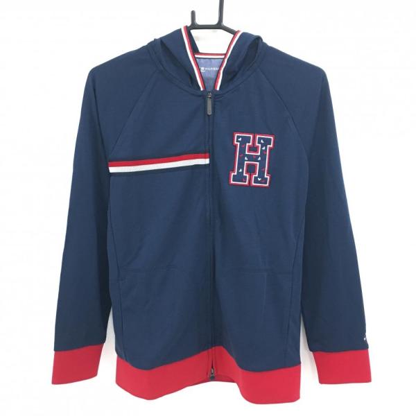 【新品】トミーヒルフィガー ジップパーカー ネイビー×レッド×白 胸ロゴワッペン レディース L ゴルフウェア   Golf TOMMY HILFIGER（トミー・ヒルフィガー） 【新品】トミーヒルフィガー