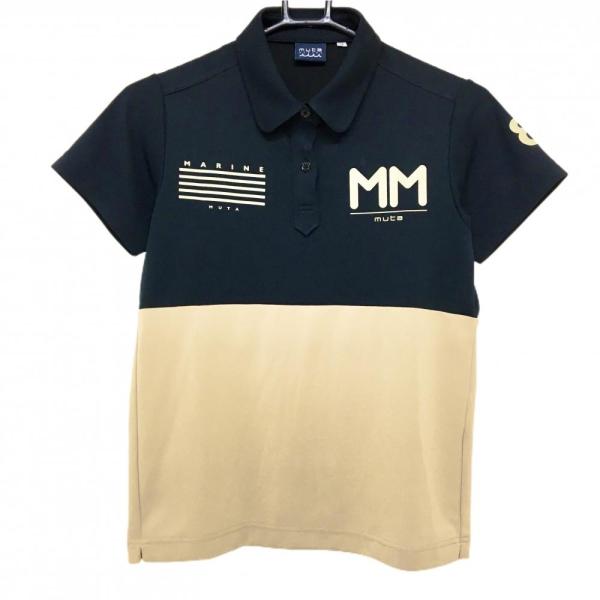 muta MARINE（ムータマリン） 半袖ポロシャツ 黒×ベージュ バイカラー