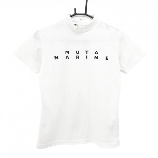 muta MARINE（ムータマリン） 半袖ハイネックシャツ 白×ネイビー ロゴ