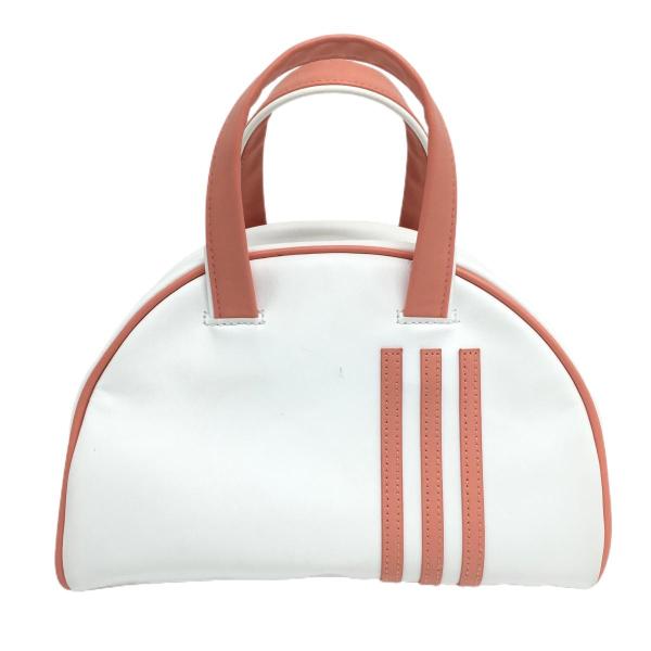 adidas（アディダス） カートバッグ 白×サーモンピンク 3ライン 内側