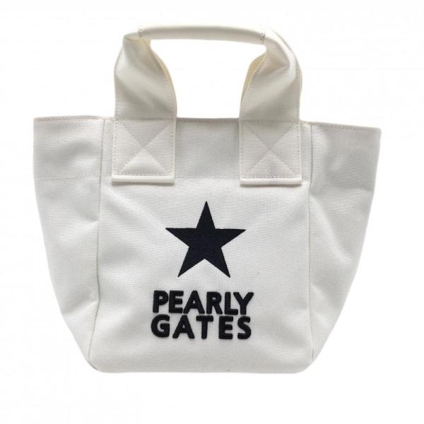 美品！完売品！パーリーゲイツ ショルダートートカートバッグ ギザ星柄シルバー⭐︎ PEARLY GATES（パーリーゲイツ） カートバッグ 白×黒 ロゴ刺しゅう 星