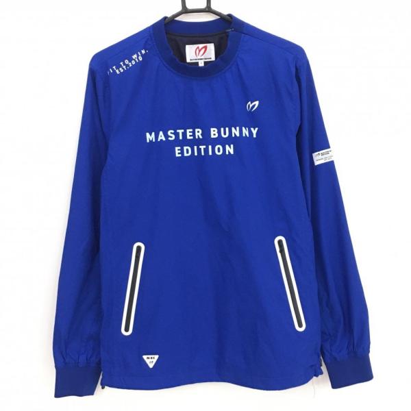 【美品】マスターバニー スニード ブルー ロゴプリント 蓄熱裏地 ブルゾン メンズ 5(L) ゴルフウェア MASTER BUNNY EDITION MASTER BUNNY EDITION（マスターバニーエディション） 【美品