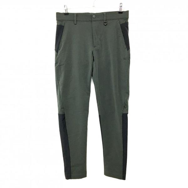 【超美品】TFW49 ストレッチパンツ カーキ系×ダークグレー 裏微起毛 無地 メンズ S ゴルフウェア TFW49