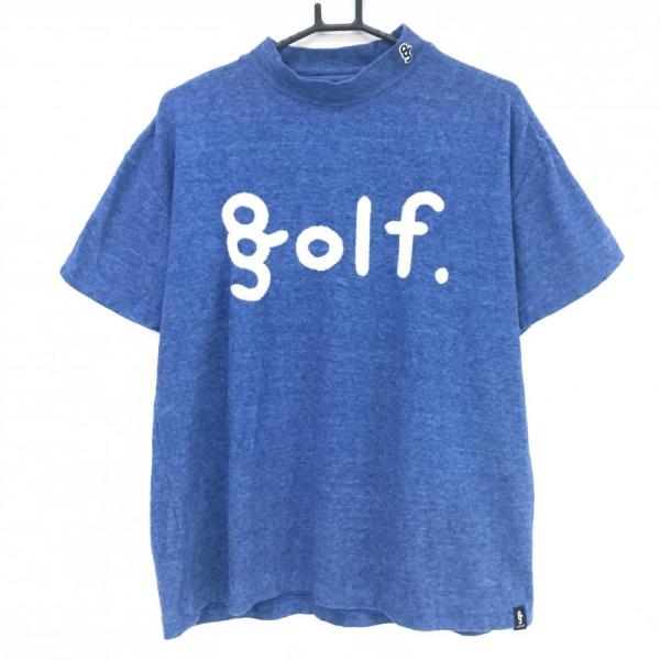 新品未使用⭐︎8G SHOOT 半袖シャツ　Lサイズ 美品】エイジシュート 半袖ハイネックシャツ ネイビーブルー系×白