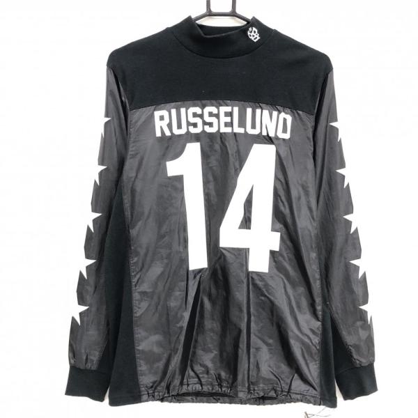 Russeluno（ラッセルノ） 異素材長袖ハイネックシャツ 黒×白