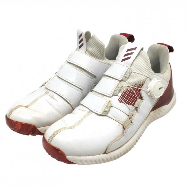 adidas（アディダス） ゴルフシューズ 白×ボルドー 一部チェック