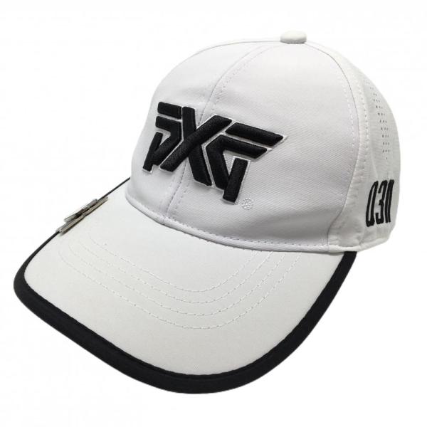 PXG ピーエックスジー キャップ 白×黒 マグネットマーカー付 ロゴ