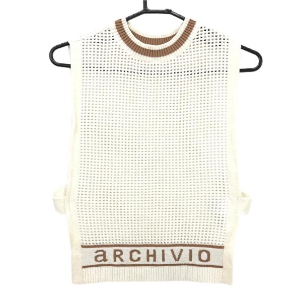 【超美品】アルチビオ ニットベスト アイボリー モールニット メッシュ 背面裾ロゴ レディース 36(S) ゴルフウェア 2025年モデル archivio archivio（アルチビオ） 【超美品】アルチビオ ニットベスト