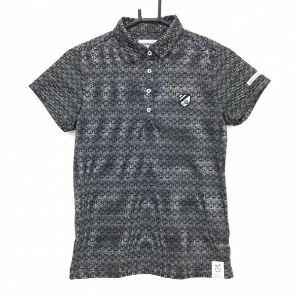 【美品】ジャックバニー×ドラえもん 半袖ポロシャツ 黒系×ライトグレー系 ボーダー  レディース 1(M) ゴルフウェア Jack Bunny Jack Bunny!!（ジャックバニー） 【美品】ジャックバニー×ドラえもん