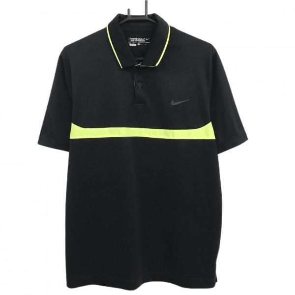 NIKE（ナイキ） 【美品】ナイキゴルフ 半袖ポロシャツ 黒×蛍光イエロー