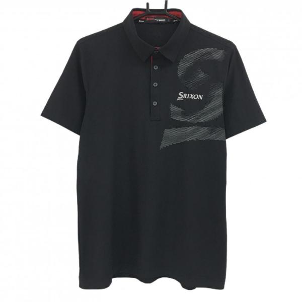 古着 SRIXON スリクソン ポロシャツ ゴルフ半袖 Lサイズ 黒×灰 まN1 SRIXON 【美品】スリクソンバイデサント 半袖ポロシャツ 黒×グレー 一