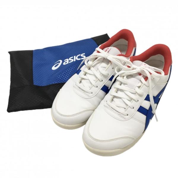 【超美品】アシックス ゴルフシューズ 白×ブルー 1113A054 GEL-PRESHOT CLASSIC4 スパイクレス 収納袋付 メンズ 25.0 ゴルフウェア asics ASICS（アシックス） 【超美品】アシックス ゴルフシューズ 白×ブルー