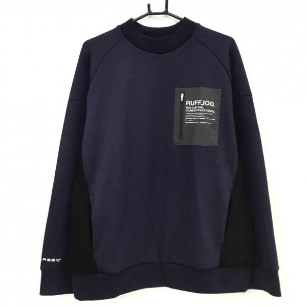【美品】ラフロッグ トレーナー ネイビー×黒 ダンボールニット スウェット 胸ポケット付 メンズ XL ゴルフウェア 2025年モデル RUFFLOG RUFFLOG（ラフロッグ） 【美品】ラフロッグ トレーナー ネイビー×黒