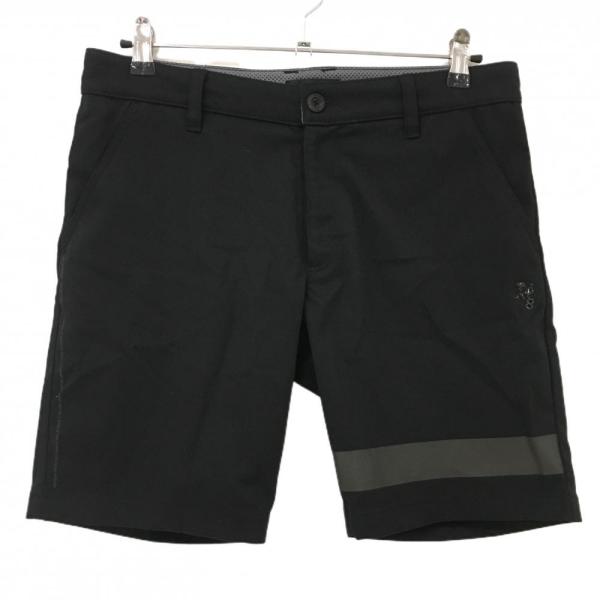 超美品】ハチヤーズ ハーフパンツ 黒 前裾ライン ストレッチ メンズ M