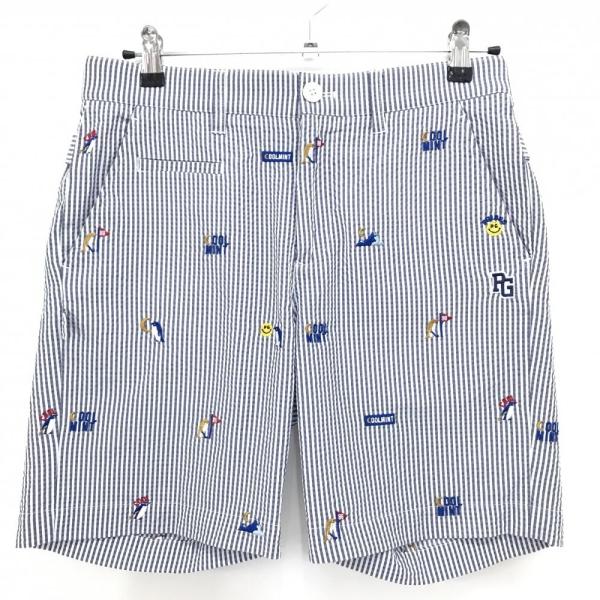 パーリーゲイツ　ハーフパンツ　短パン　総柄　白　紺　ネイビー　S〜M相当　3 PEARLY GATES（パーリーゲイツ） 【超美品】パーリーゲイツ ハーフ