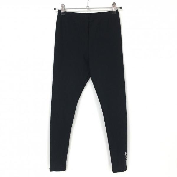 【美品】ランバンスポール レギンス 黒 裾プリント ストレッチ スパッツ レディース F ゴルフウェア LANVIN SPORT