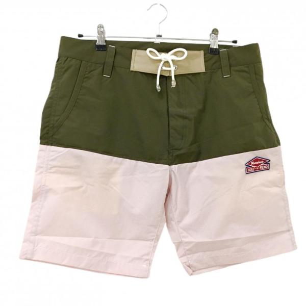 【新品】ラッセルノ ナイロンハーフパンツ カーキ系×ピンク バイカラー ワッペン メンズ XL ゴルフウェア RUSSELUNO Russeluno（ラッセルノ） 【新品】ラッセルノ ナイロンハーフパンツ