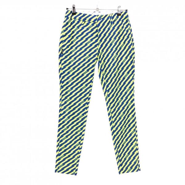 【新品】ジャックバニー パンツ ブルー×蛍光イエロー イナズマ総柄 メッシュ調生地 レディース 1(M) ゴルフウェア Jack Bunny Jack Bunny!!（ジャックバニー） 【新品】ジャックバニー パンツ