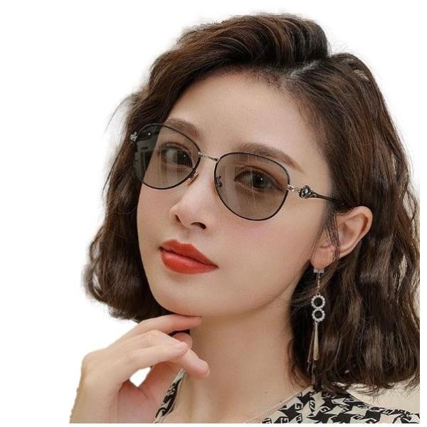 REONAS レディース サングラス 偏光 ＋ 調光 変色 UV400 小顔効果 デザイン サングラス ファッション クールエレガント 宝飾フレーム 紫外線 運転用 旅行 外出３