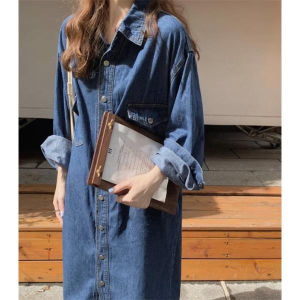 シャツワンピース デニム マキシ丈 レディース 長袖 ロング丈 ワンピ シンプル 体型カバー 21 春 Buyee 日本代购平台 产品购物网站大全 Buyee一站式代购 Bot Online