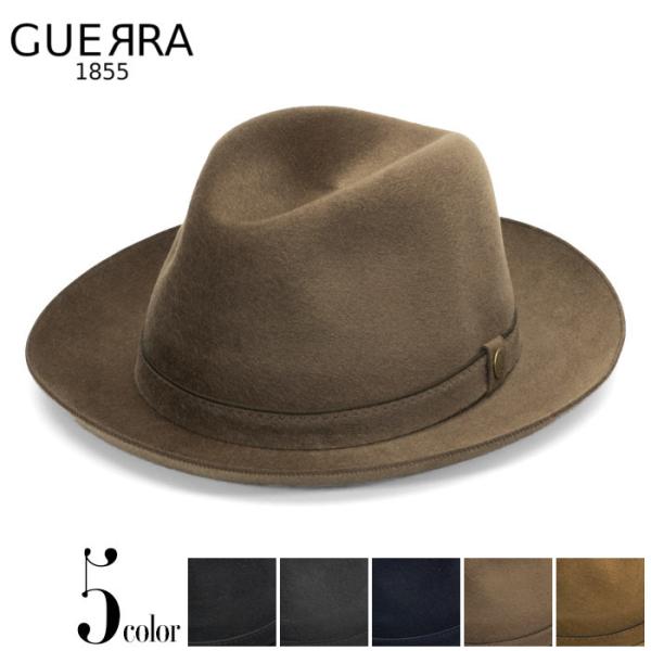 GUERRA ゲラ ハット つば広 中折れハット カシミア イタリア製