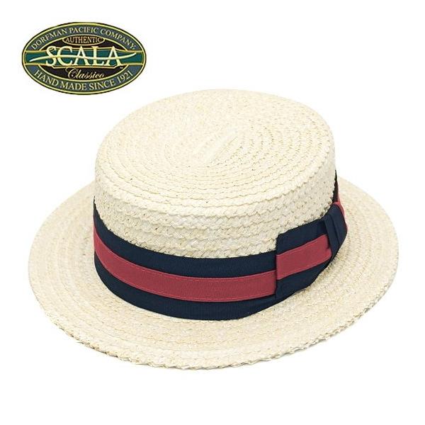 カンカン帽 メンズ 紳士 ストローハット SCALA HAT スカラハット 