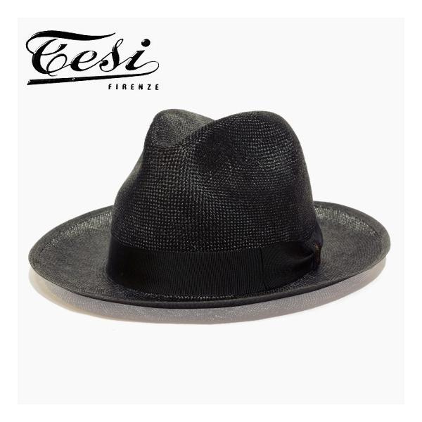 美品 Tesi ウールハット ブラック XL / テシ 中折れ帽子 イタリア製 tesi ストローハット メンズ つば広 イタリア テシ シゾール 中