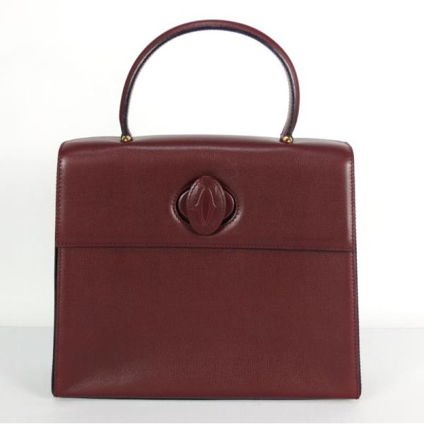 カルティエ CARTIER マストライン ハンドバッグ ボルドー レザー