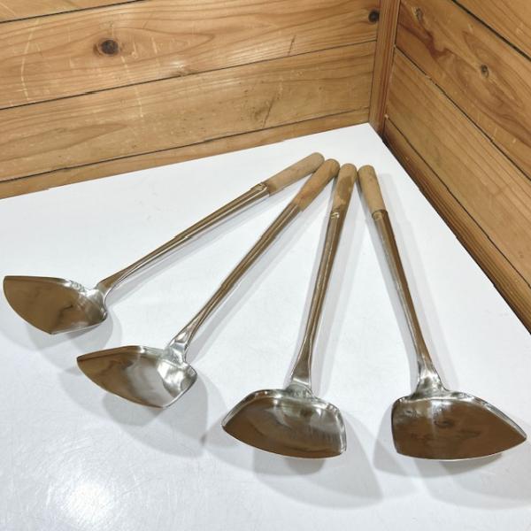 【中古】業務用 中華ヘラ 木柄 長柄 フライ返し 4点 調理器具まとめ売り