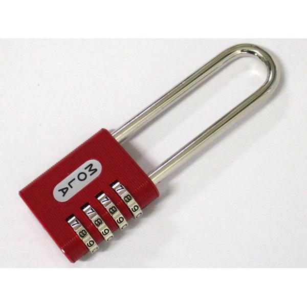 番号可変式南京錠 MOLA5500番 GUロック40ミリ 吊長タイプ 赤色 MOLA