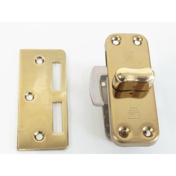 ステンレス 引戸用面付鎌錠（表示付タイプ） S-645 金色