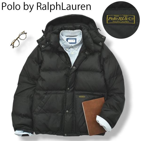 00s Polo ラルフローレン フード付き ダウンジャケット XS 黒 : 古着屋