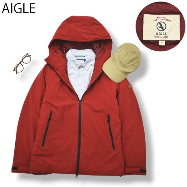 AIGLE（エーグル） フード付き ダウン ジャケット S レッド : 古着屋
