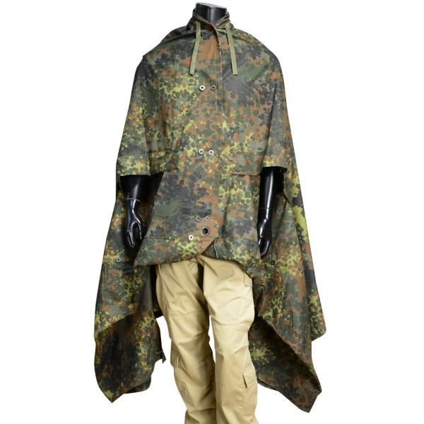 ドイツ軍放出品 テントシート／ポンチョ 軍幕 Flecktarn フレクター迷彩 [ 破損あり ] 軍幕テント パップテント