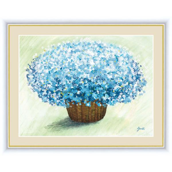 【絵画】アメリカフヨウ（額付きオプションあり） 絵画 アート額絵 洋 美（ようび）爽やかなブルーのブーケ 42×34cm