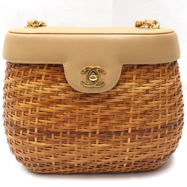 CHANEL ベージュ ストロー パーティーバッグ CHANEL ベージュ ストロー パーティーバッグ CHANEL ベージュ