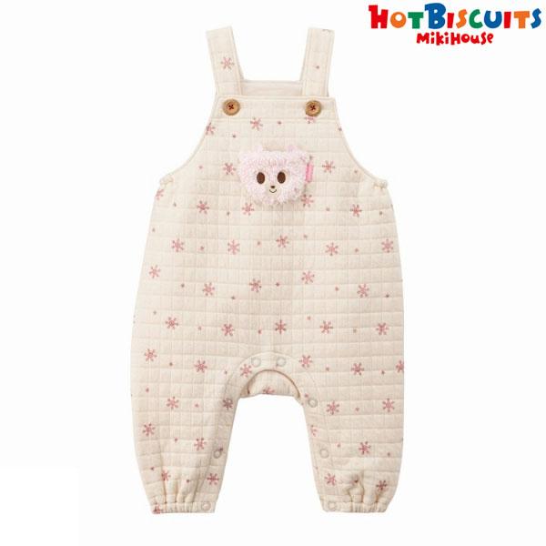 ミキハウス正規販売店/ミキハウス　ホットビスケッツ　mikihouse　ニットキルトオーバーオール（70cm・80cm）